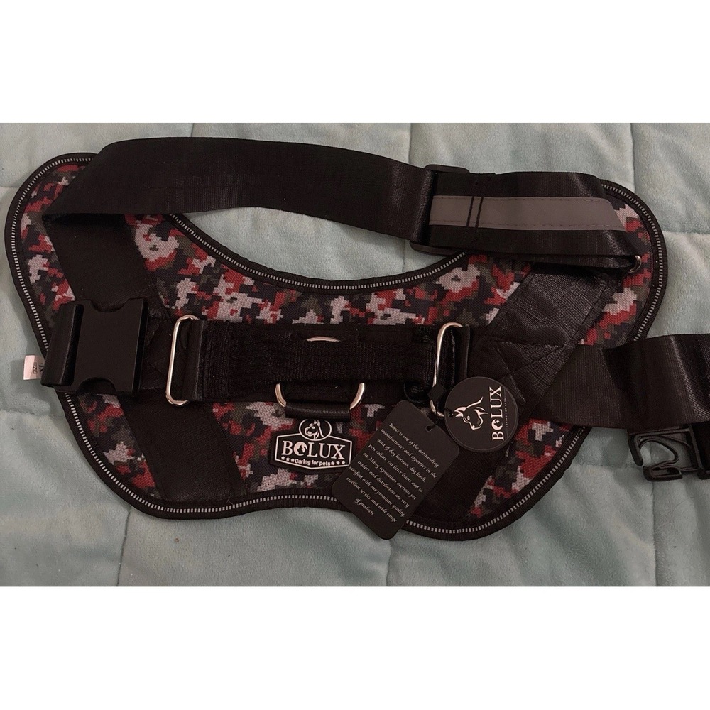 BOLUX Dog Harness, Red/Black Camouflage  Size Extra Large,